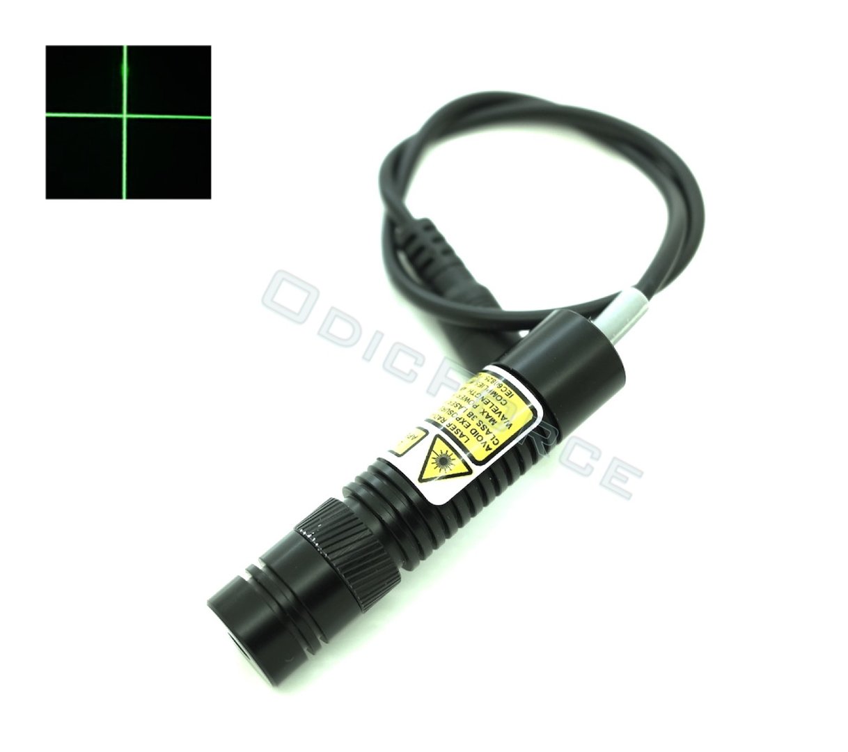 10mW Green (520nm) Adjustable Locking Focus Direct Diode Module Cross-Line Pattern (16mm, 3-5V)