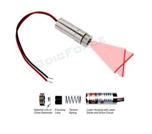 5mW Adjustable Focus Laser Module with Crosshair Beam Pattern 90 Degree Wide Fan Angle (12mm)