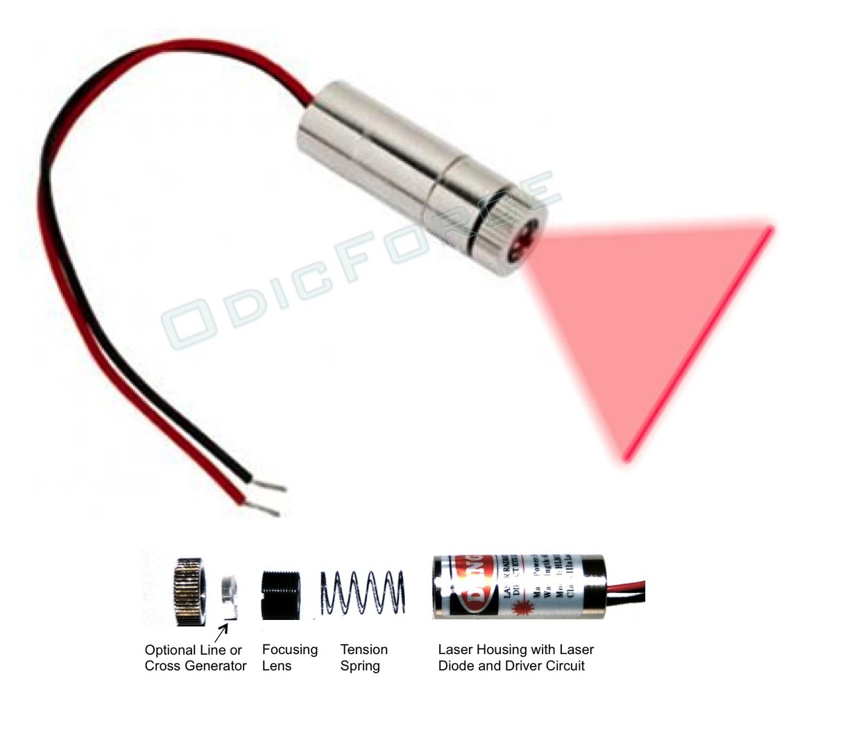 5mW Adjustable Focus Laser Module with Line Pattern 110 Degree Fan Angle (12mm)