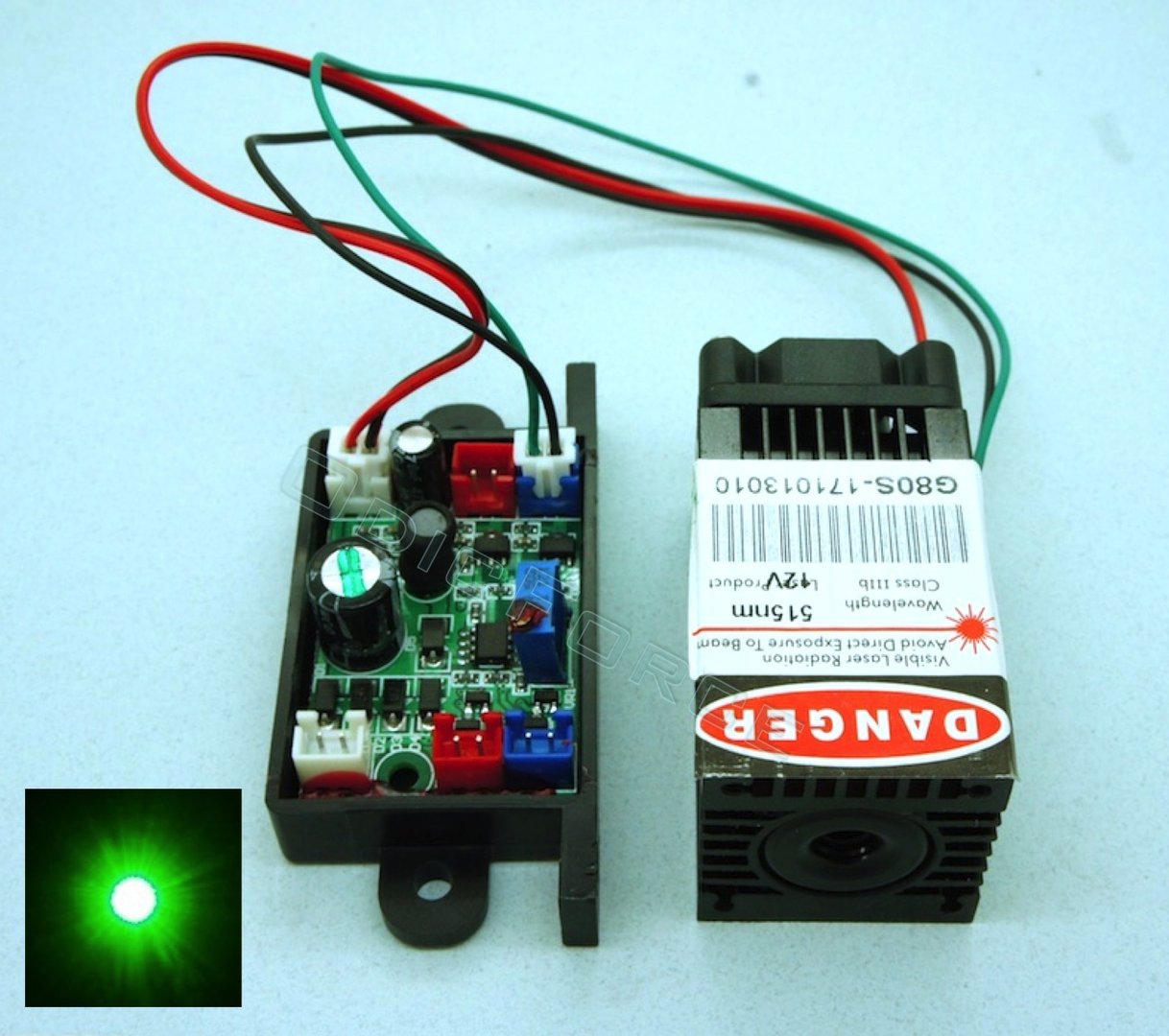 50-80mW  Compact 515-520nm Direct Diode Green Laser Module with TTL Modulation  G80S / G80F
