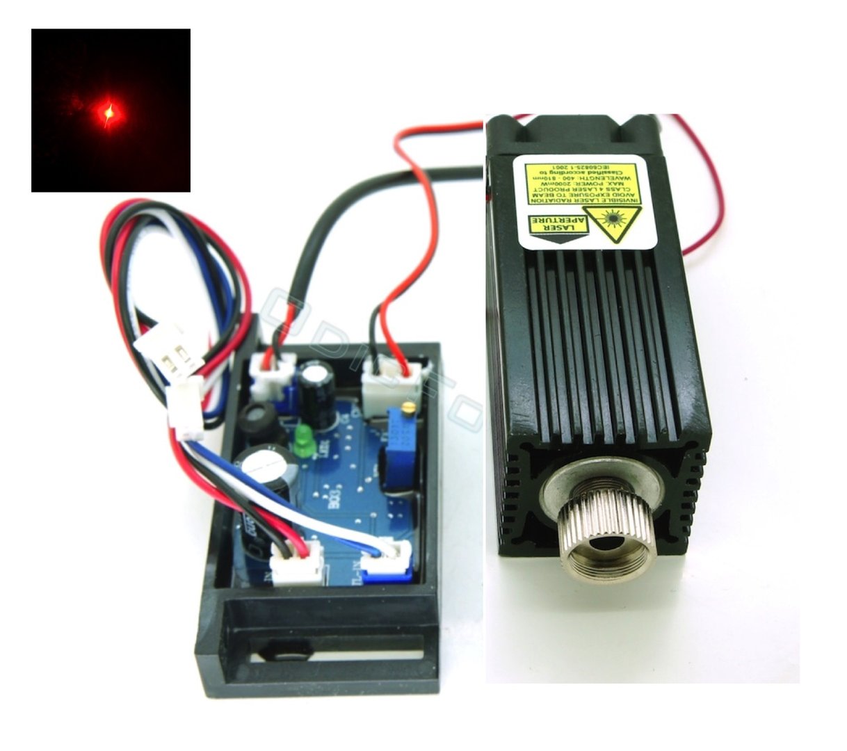 Component Bundle for 638nm (Red) 700-1000mW Laser Module with TTL and Adjustable Focus