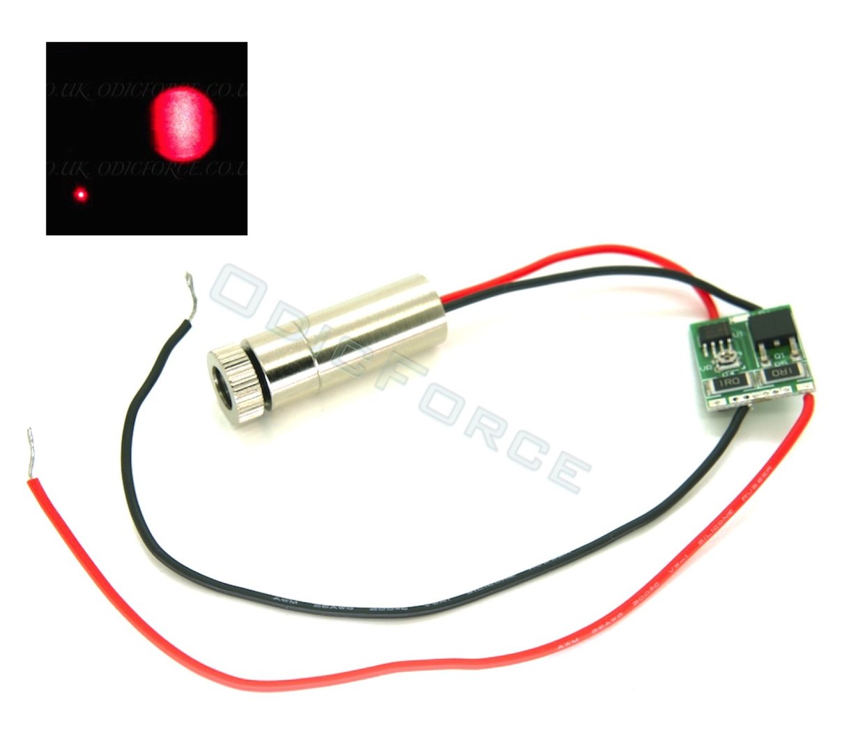 Component Bundle for 650nm (Red) 300mW+ Laser Module in Chrome Case (External Driver + Glass Lens)