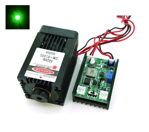 1000mW 520nm Direct Diode Green Laser Module with Adjustable Focus and TTL/Analogue Modulation (12V)