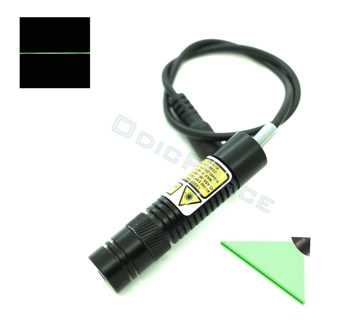 5mW Green (520nm) Adjustable Locking Focus Direct Diode Module Line Pattern (16mm, 3-5V)