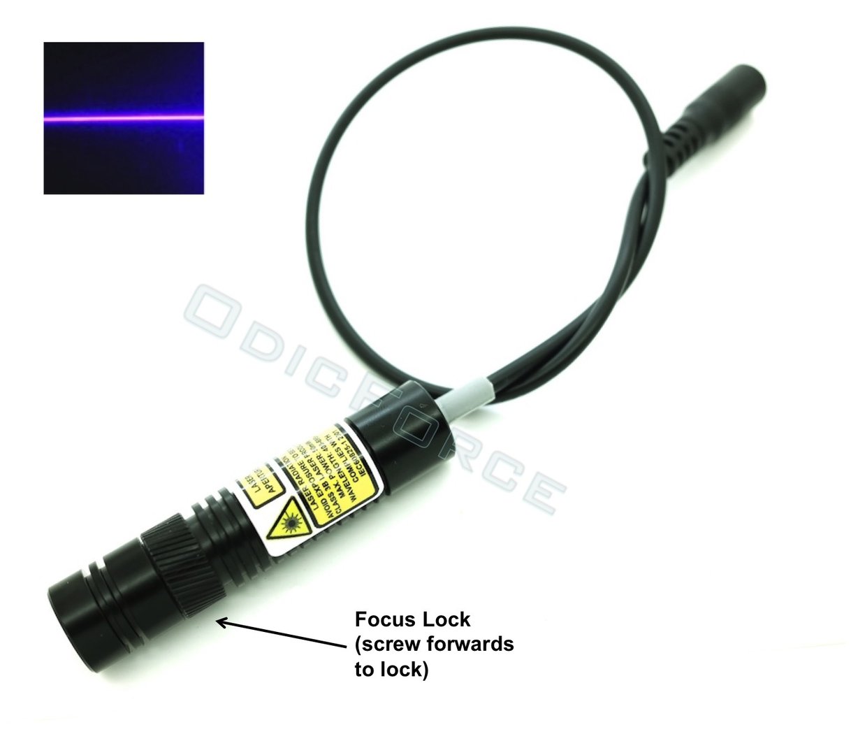 200mW Blue-violet (405nm) Line Laser Module with Adjustable Locking Focus (16mm, 3-5V)