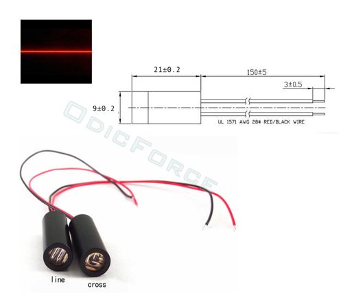 1mW 650nm Red Laser Line Module 9mm Industrial Quality 110 degree Class 2
