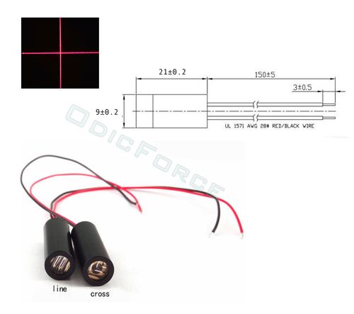 1mW Red (650nm) Small Cross Pattern Laser Module (9mm) Class 2