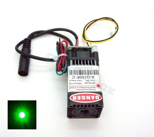 50-80mW  Compact 515-520nm Direct Diode Green Laser Module with attached TTL Driver  G100F