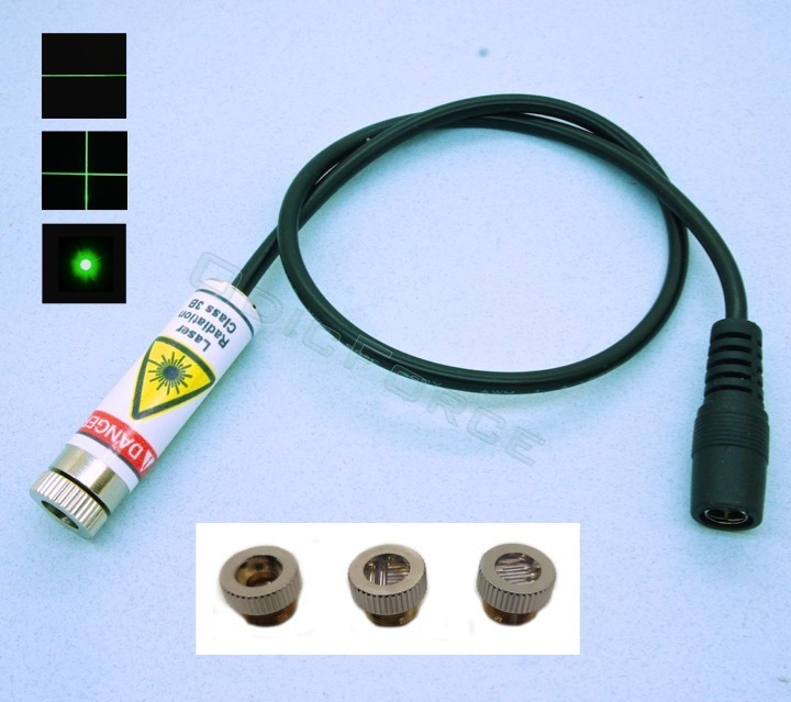 Green (520nm) Adjustable Focus Direct Diode Laser Module 12mm, 3-5V)