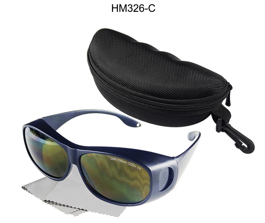 Laser Safety Goggles HM326-C OD5 200-700nm  (Blue,  Blu-ray, Green and Red Lasers) CE